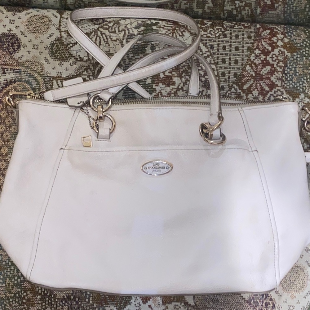 COACH white leather purse